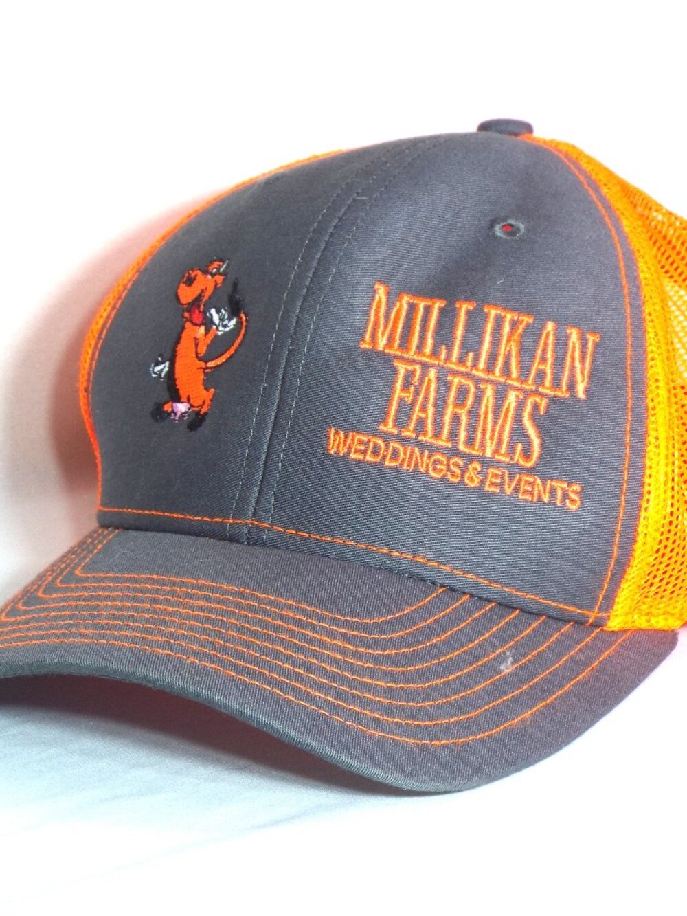 Millikan Farms Weddings & Events Baseball Hat Orange/Gray